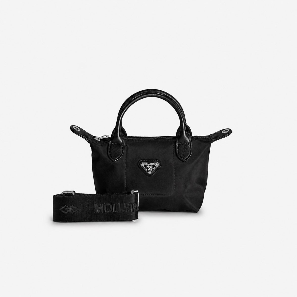 VALS | Umhängetasche Nylon classic schwarz/silber - frontal
