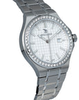 FIRST ENGELBERG |  Armbanduhr Edelstahl Zifferblatt weiss mit Swarovski Lünetten - seitlich