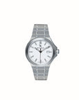 PREMIÈRE DAME D'ENGADINE | Montre cadran acier inoxydable blanc / lunette Swarovski