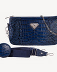 ZELL | Umhängetasche Croco Sapphire blau/silber - frontal