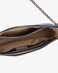 ZELL | Umhängetasche Croco Sapphire blau/silber - innen
