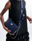ZELL | Umhängetasche Croco Sapphire blau/silber - onbody