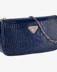 ZELL | Umhängetasche Croco Sapphire blau/silber - seitlich