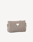 ZELL | Umhängetasche taupe grau/gold - seiltich