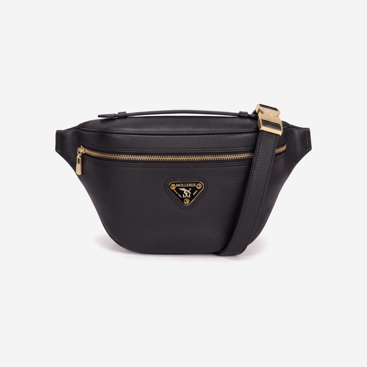 BRIENZ | Gürteltasche Kalbsleder classic schwarz/gold - frontal