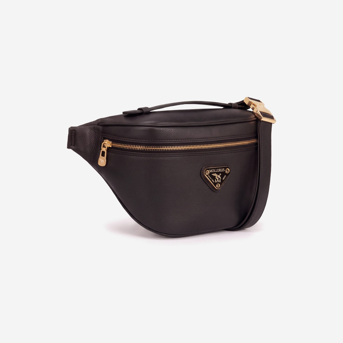 BRIENZ | Gürteltasche Kalbsleder classic schwarz/gold - seitlich