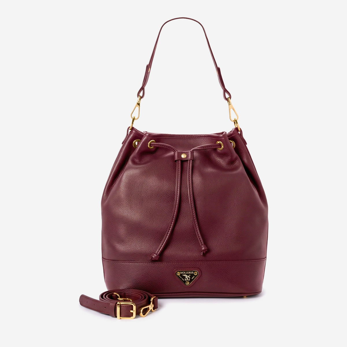 NIESEN | Beuteltasche Kalbsleder antik rot/gold - frontal