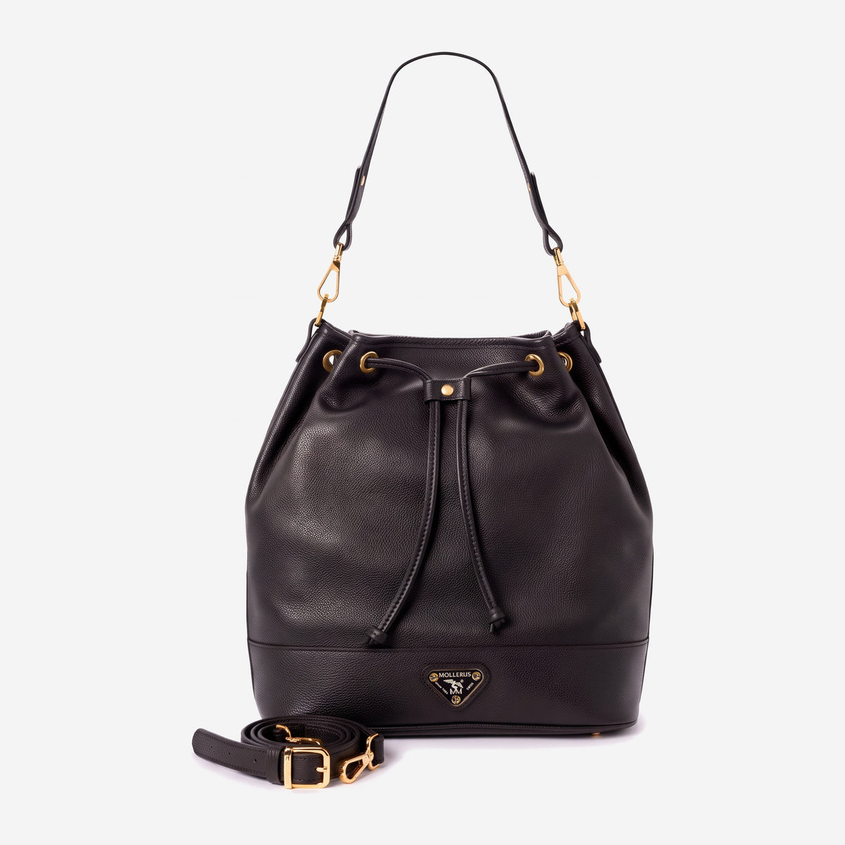 NIESEN | Beuteltasche Kalbsleder classic schwarz/gold - frontal