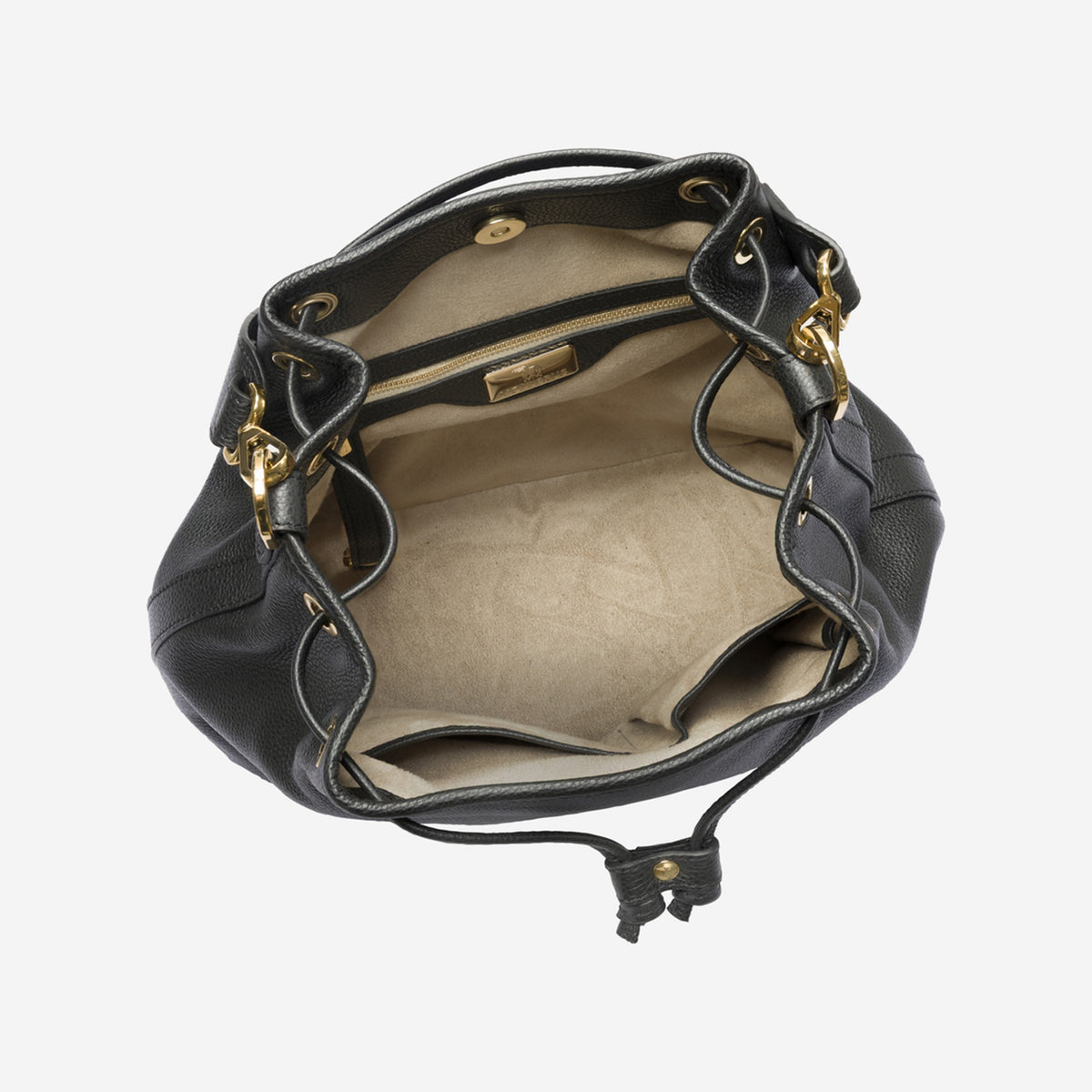 NIESEN | Beuteltasche Kalbsleder classic schwarz/gold  - von innen