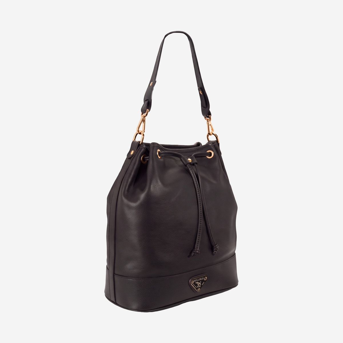 NIESEN | Beuteltasche Kalbsleder classic schwarz/gold - leicht seitlich