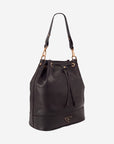 NIESEN | Beuteltasche Kalbsleder classic schwarz/gold - leicht seitlich
