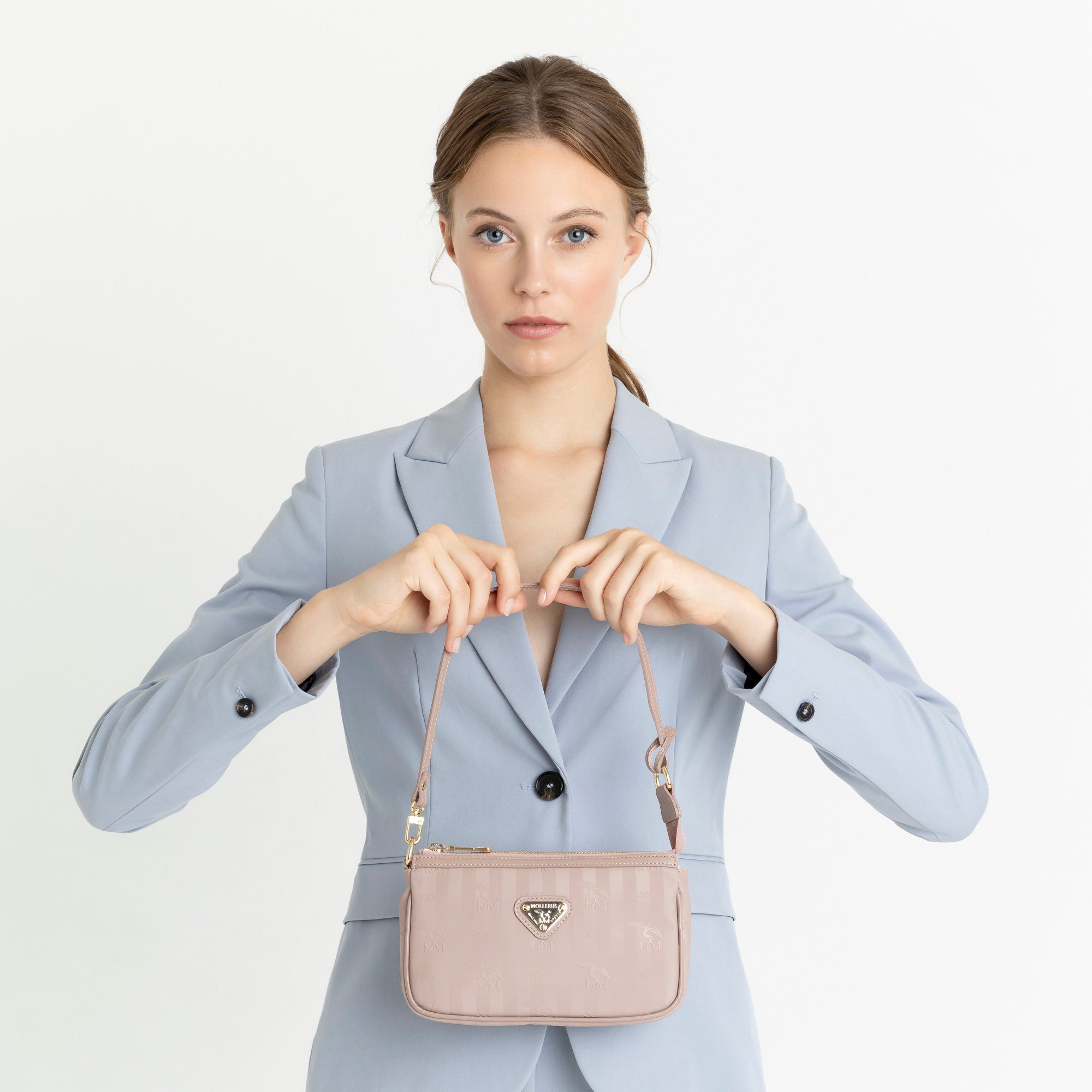 MISSY | Schultertasche soft rosé/gold - FRONTAL