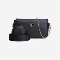 ZELL | Borsa a tracolla in pelle di vitello nero/oro