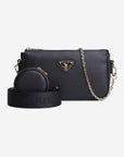 ZELL | Umhängetasche Kalbsleder classic schwarz/gold - frontal