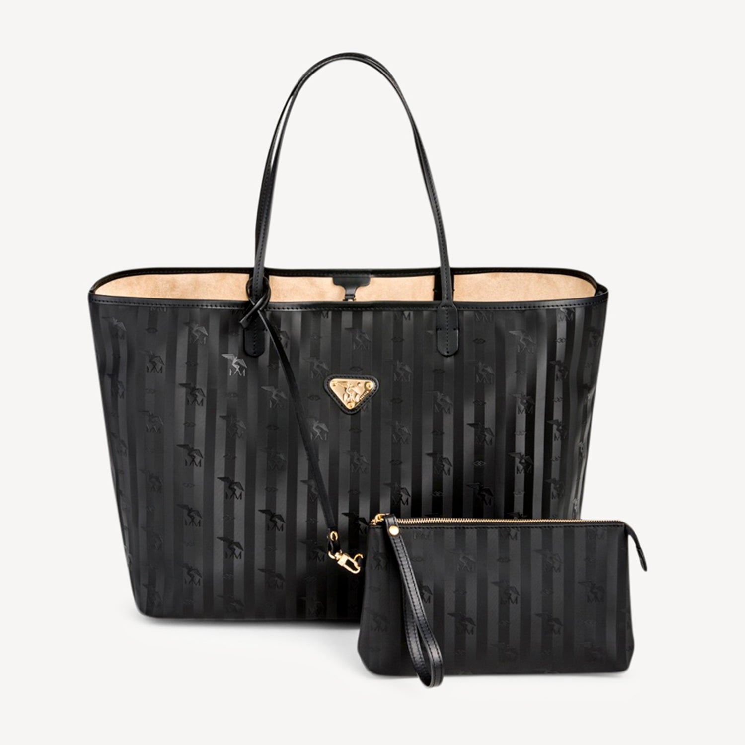 ZUERICH | Shopper city classic schwarz/gold - FRONTAL