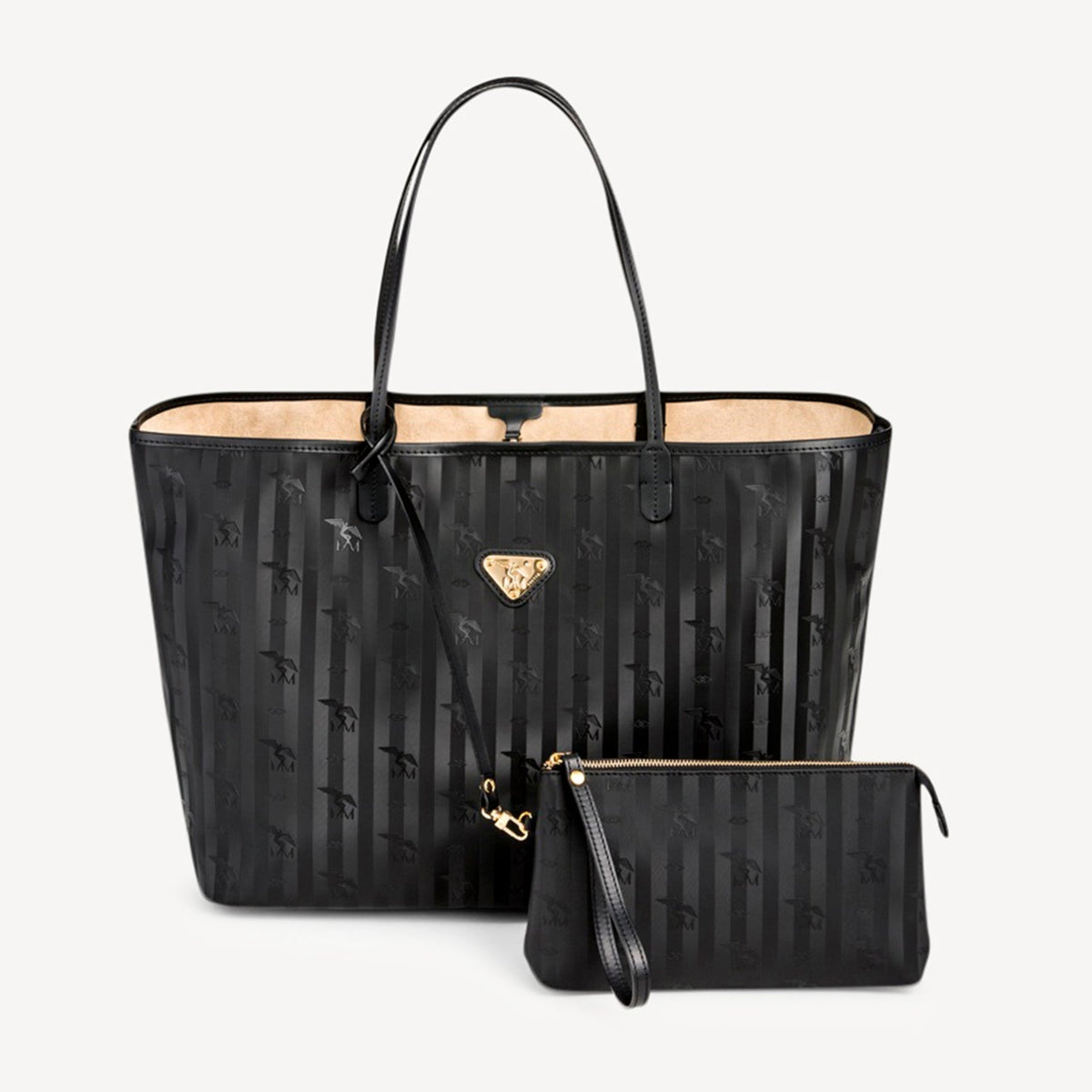 ZUERICH | Shopper city classic schwarz/gold - FRONTAL