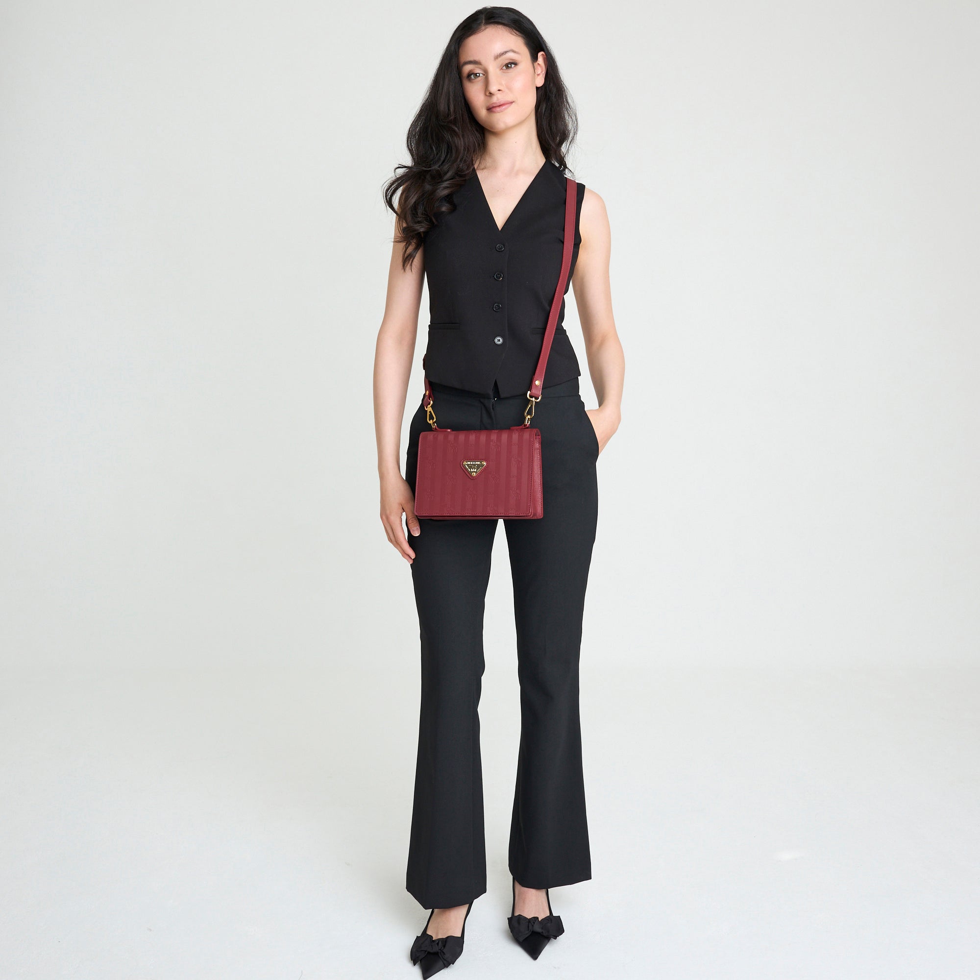 MELIDE | Umhängetasche antik rot/gold - full b ody