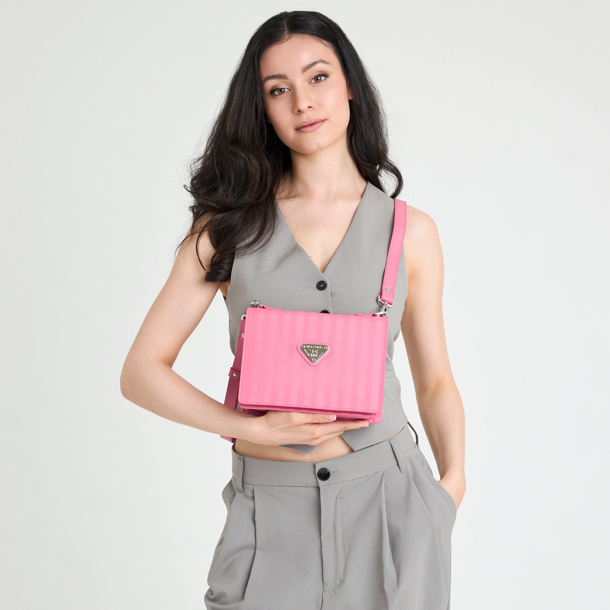 MELIDE | Umhängetasche bubble pink/silber - frontal