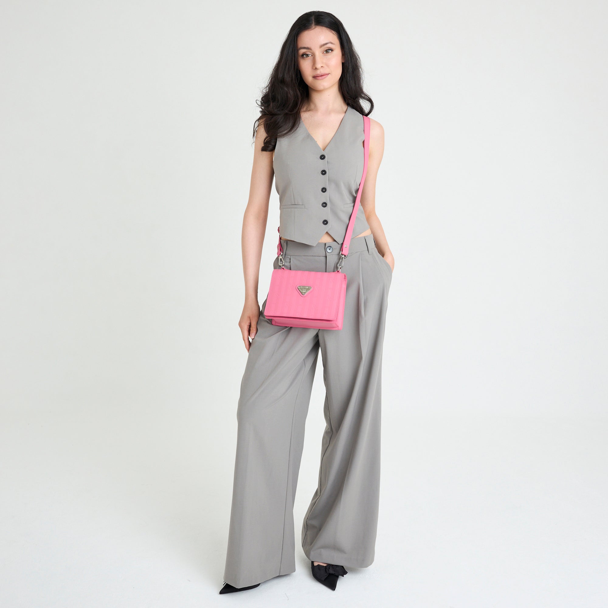 MELIDE | Umhängetasche bubble pink/silber - full body