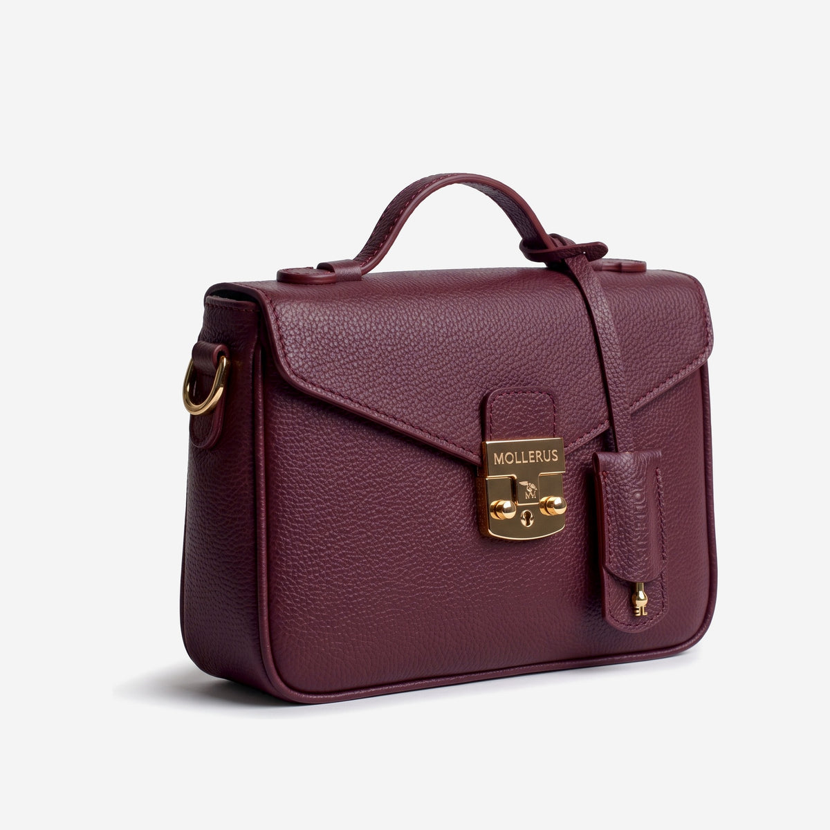 MARLY | Umhängetasche Kalbsleder antik rot/gold - seitlich