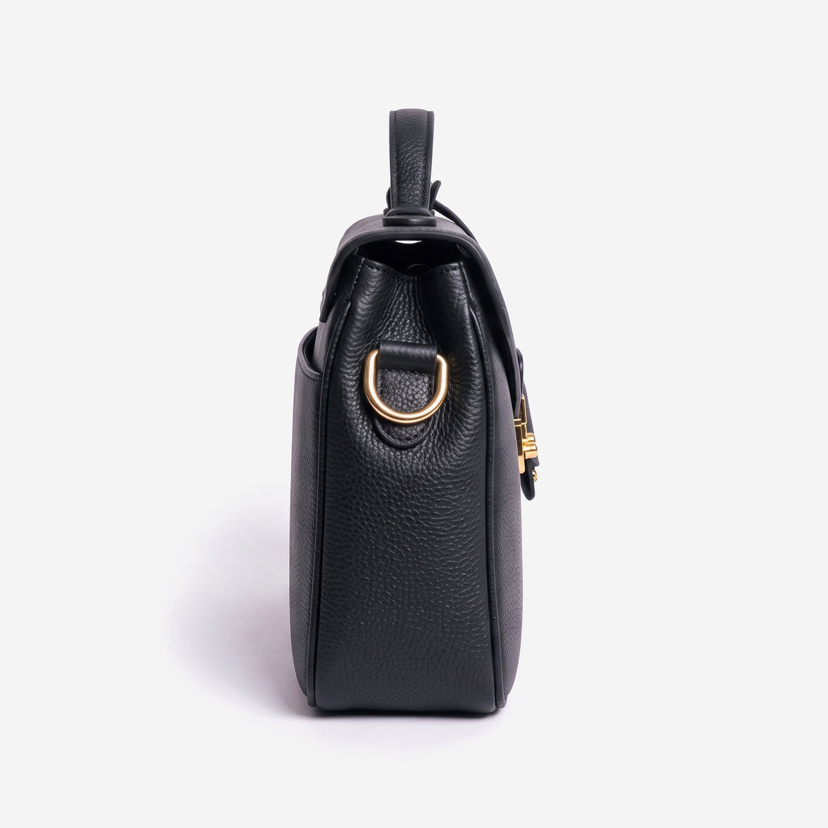 MARLY | Umhängetasche Kalbsleder classic schwarz/gold - seitlich