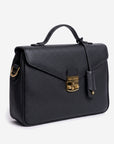 MARLY | Umhängetasche Kalbsleder classic schwarz/gold - leicht seitlich
