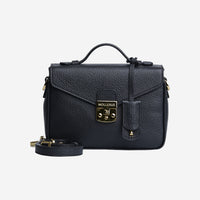 MEYRIN | Sac bandoulière cuir de veau classique noir/or