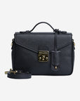 MEYRIN | Umhängetasche Kalbsleder classic schwarz/gold - frontal