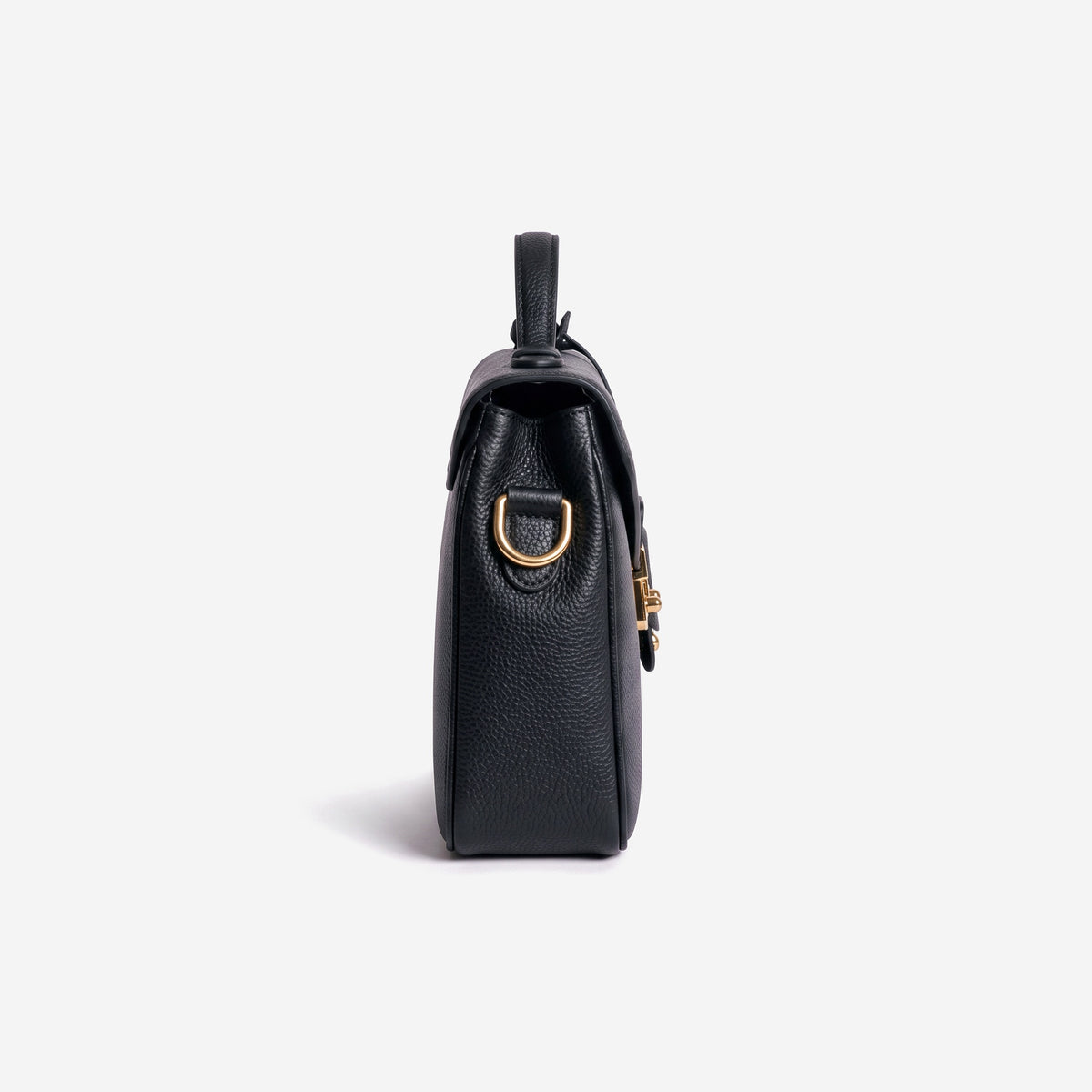 MEYRIN | Umhängetasche Kalbsleder classic schwarz/gold - seitlich