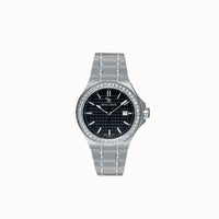 PREMIER ENGELBERG | Montre-bracelet en acier inoxydable avec cadran noir et lunettes Swarovski
