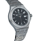 FIRST ENGELBERG |  Armbanduhr Edelstahl Zifferblatt schwarz mit Swarovski Lünetten - seiltich