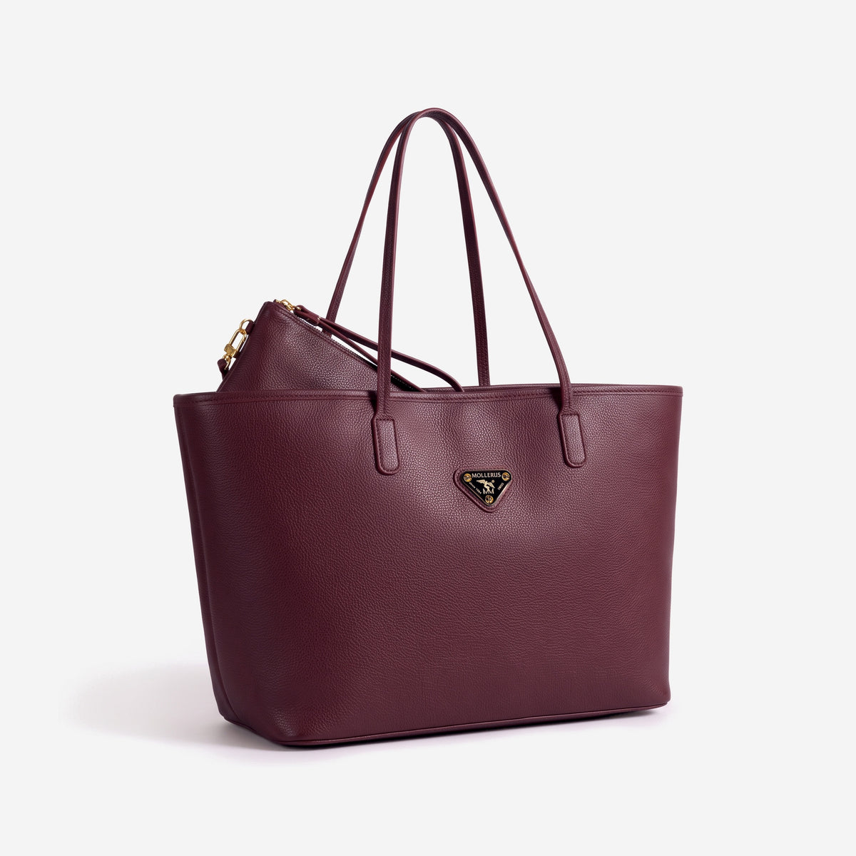 BERN | Shopper Kalbsleder antik rot/gold - leicht seitlich