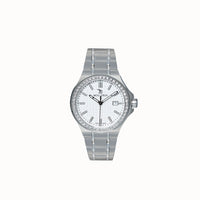 PREMIER ENGELBERG | Montre-bracelet en acier inoxydable avec cadran blanc et lunettes Swarovski