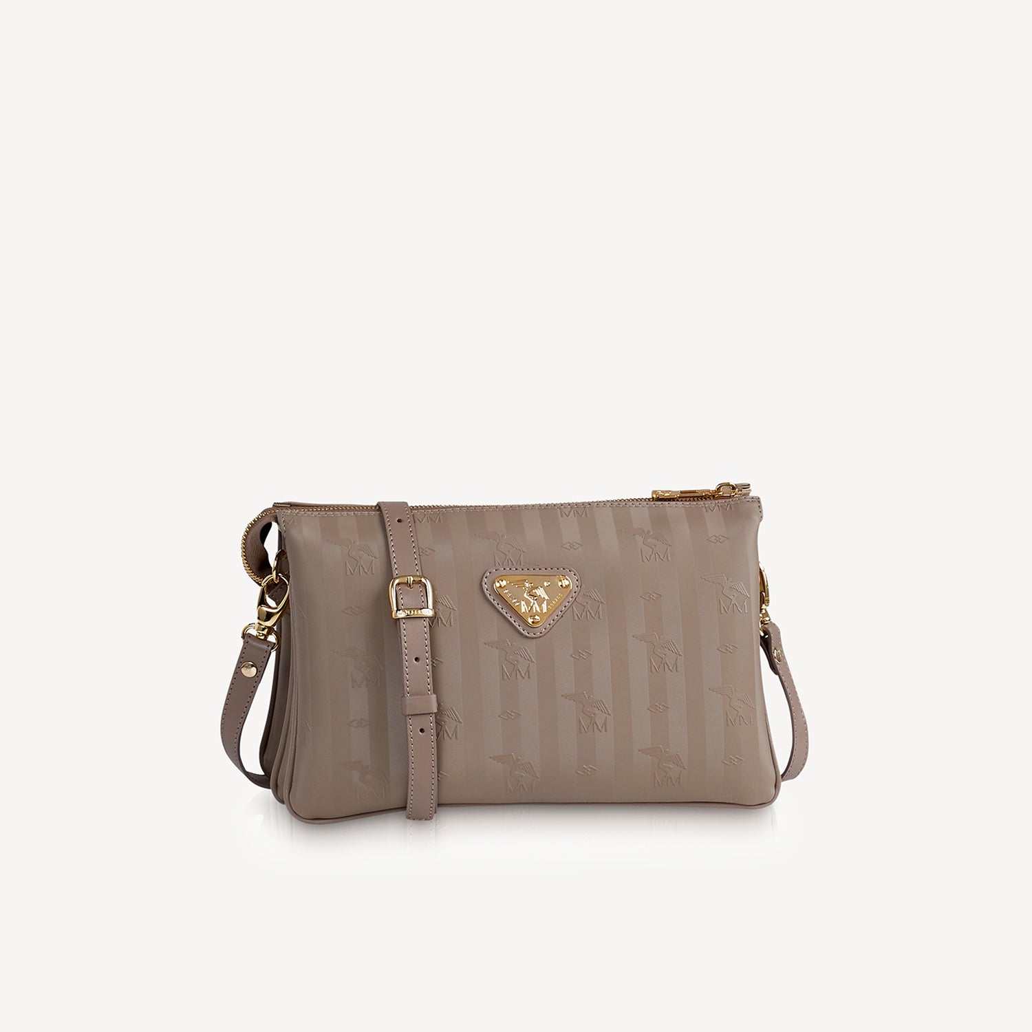 GLAND | Umhängetasche taupe grau/gold - seitlich