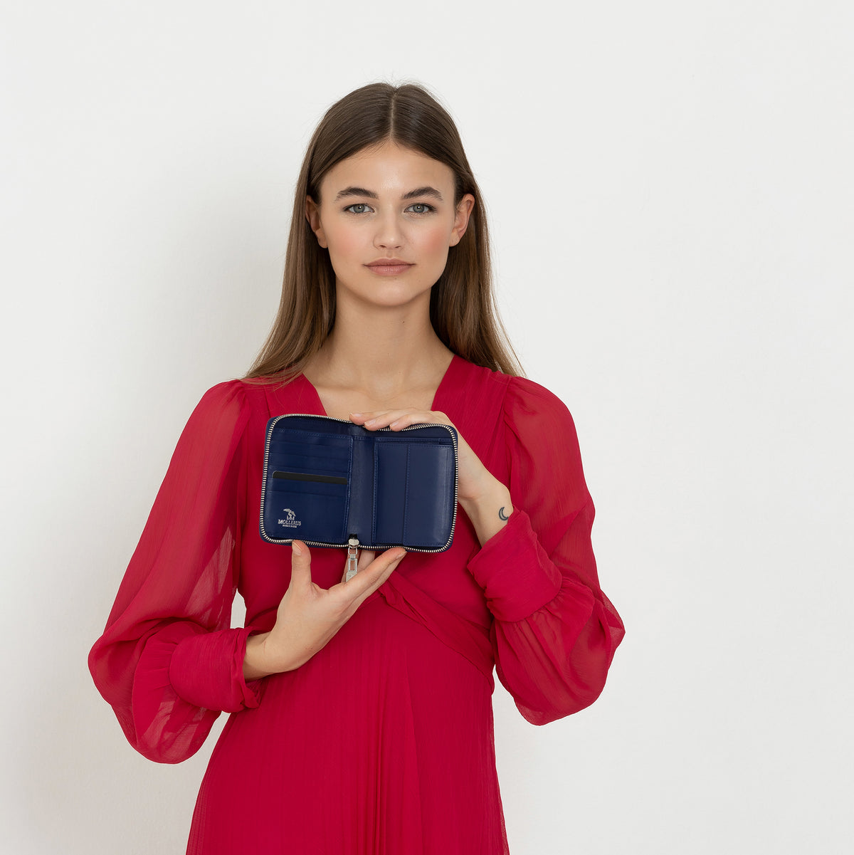 NIEDERHORN | Portemonnaie midnight blau/silber - full body¨