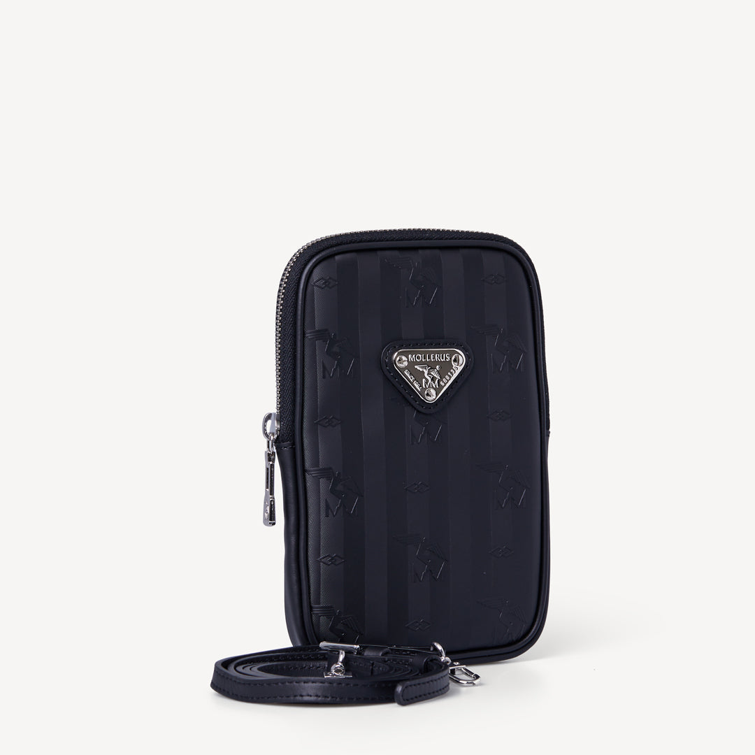 WILDHORN | Handyportemonnaie classic schwarz/silber seitlich