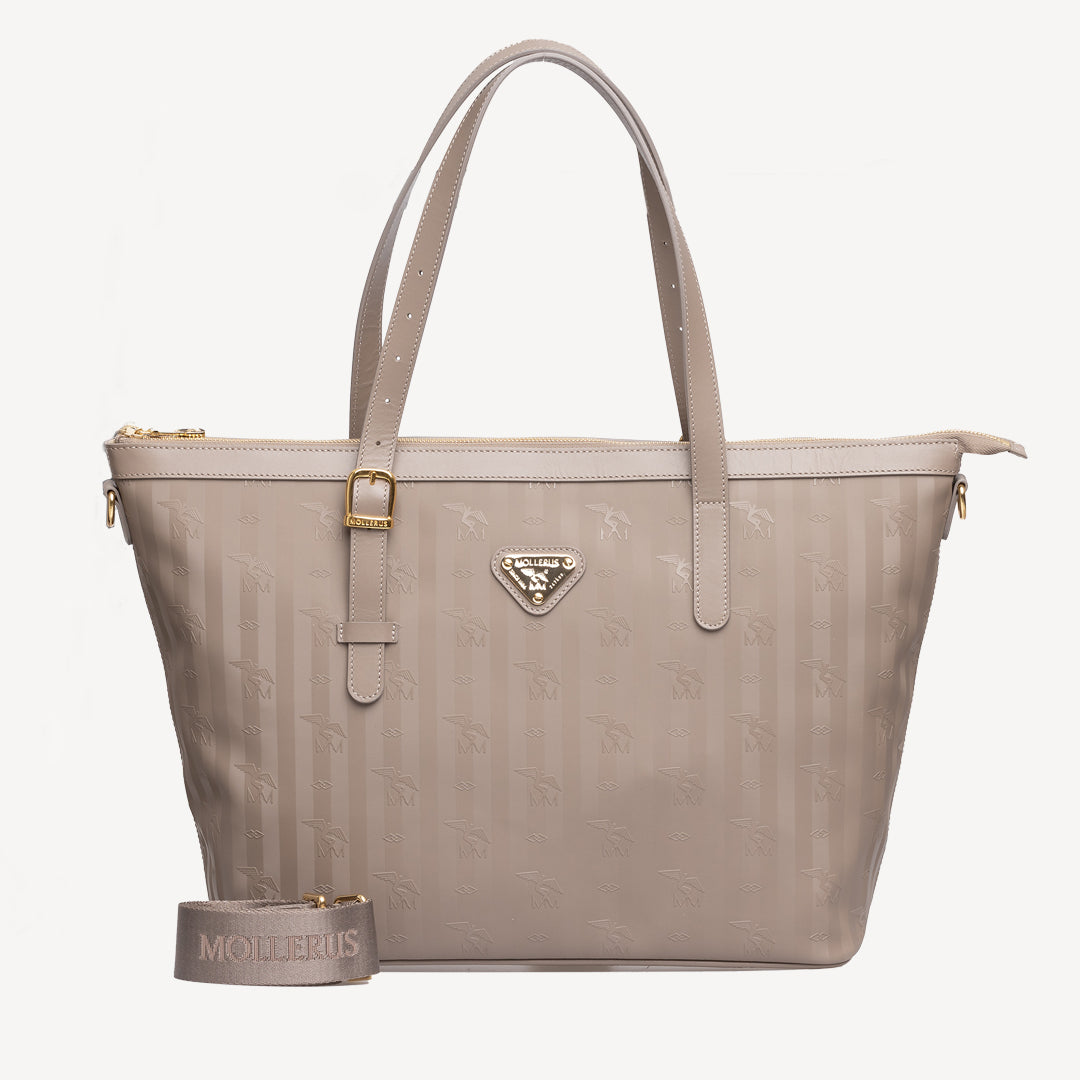 GISWIL | Businesstasche taupe grau/gold - frontal