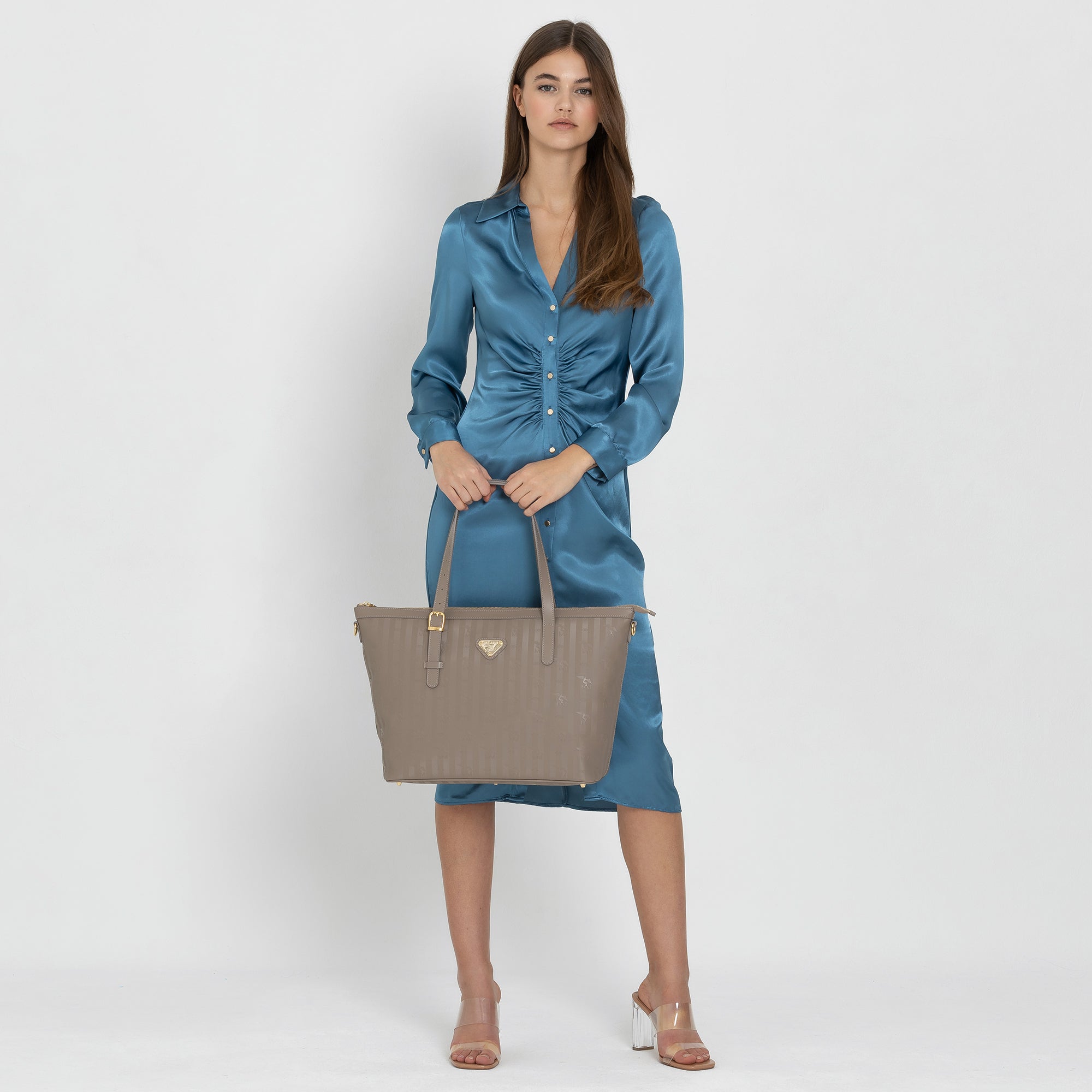 GISWIL | Businesstasche taupe grau/gold - full body