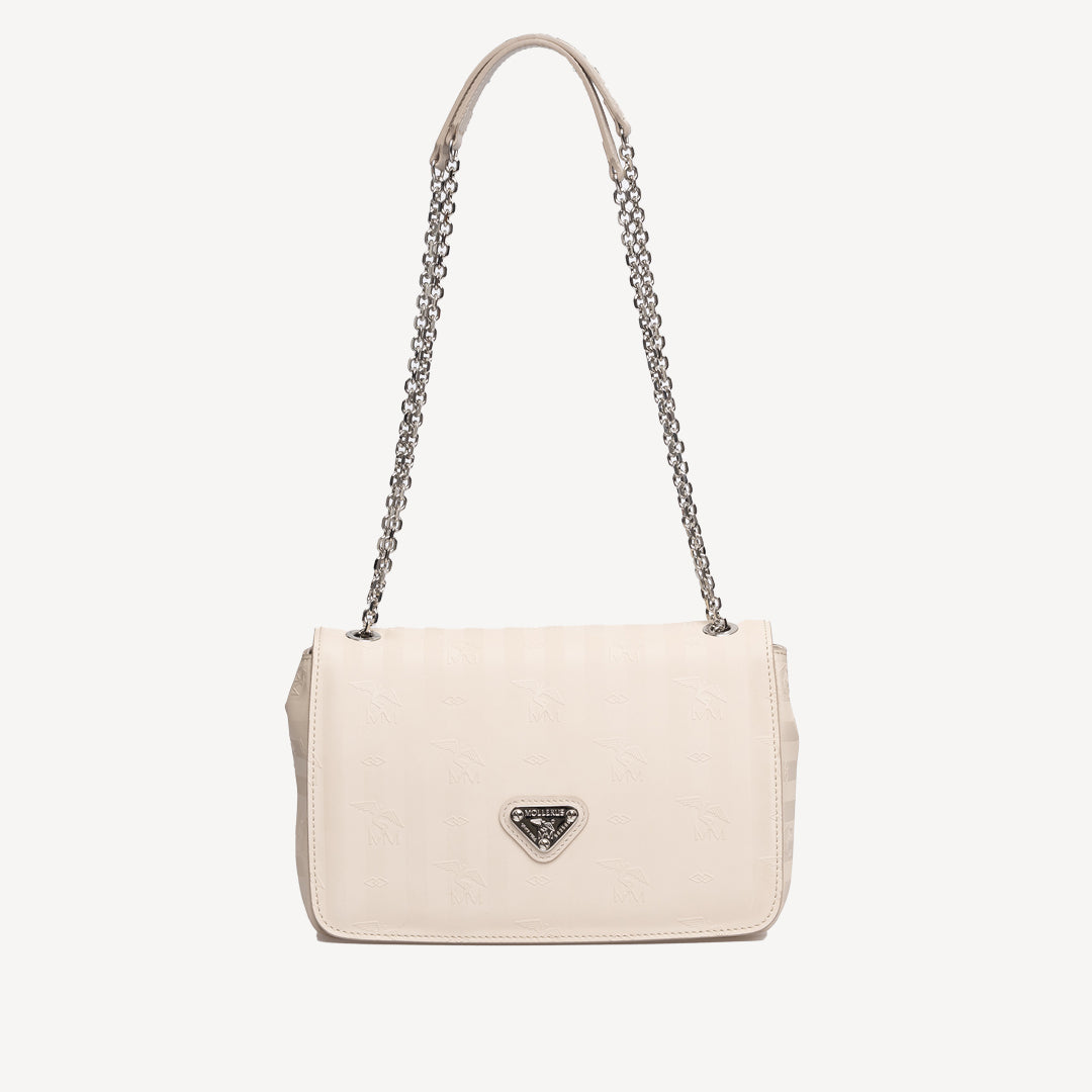 GOLDACH | Umhängetasche pearl weiss/silber - frontal