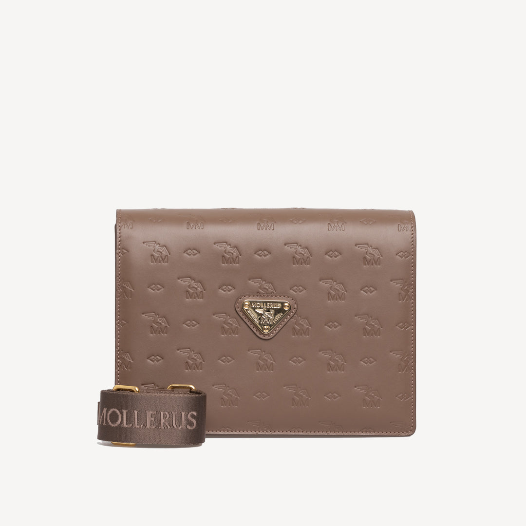 WIL | Umhängetasche Stampato boho braun/gold - frontal