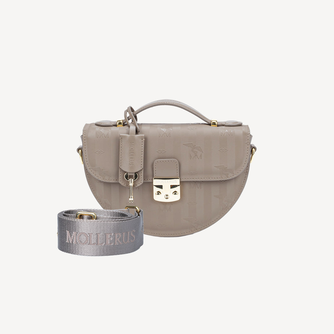 CEVIO | Umhängetasche taupe grau/gold - frontal