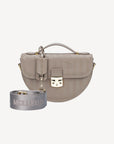 CEVIO | Umhängetasche taupe grau/gold - frontal