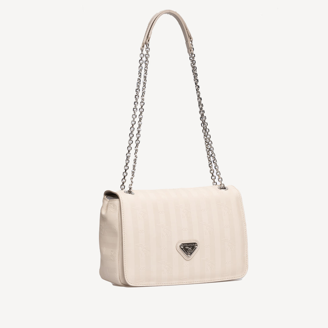 GOLDACH | Umhängetasche pearl weiss/silber - seiltich