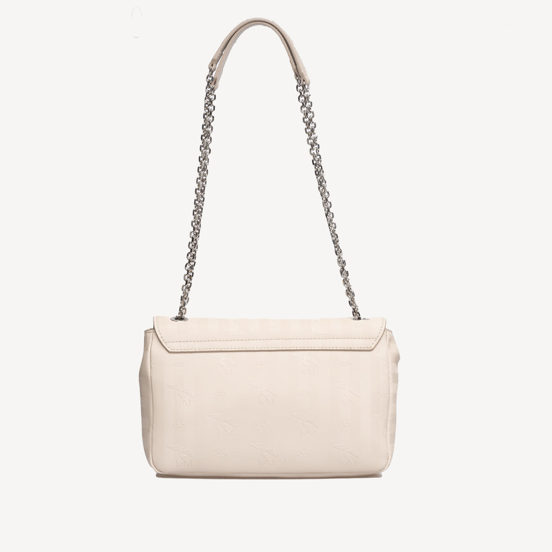 GOLDACH | Umhängetasche pearl weiss/silber - von hinten