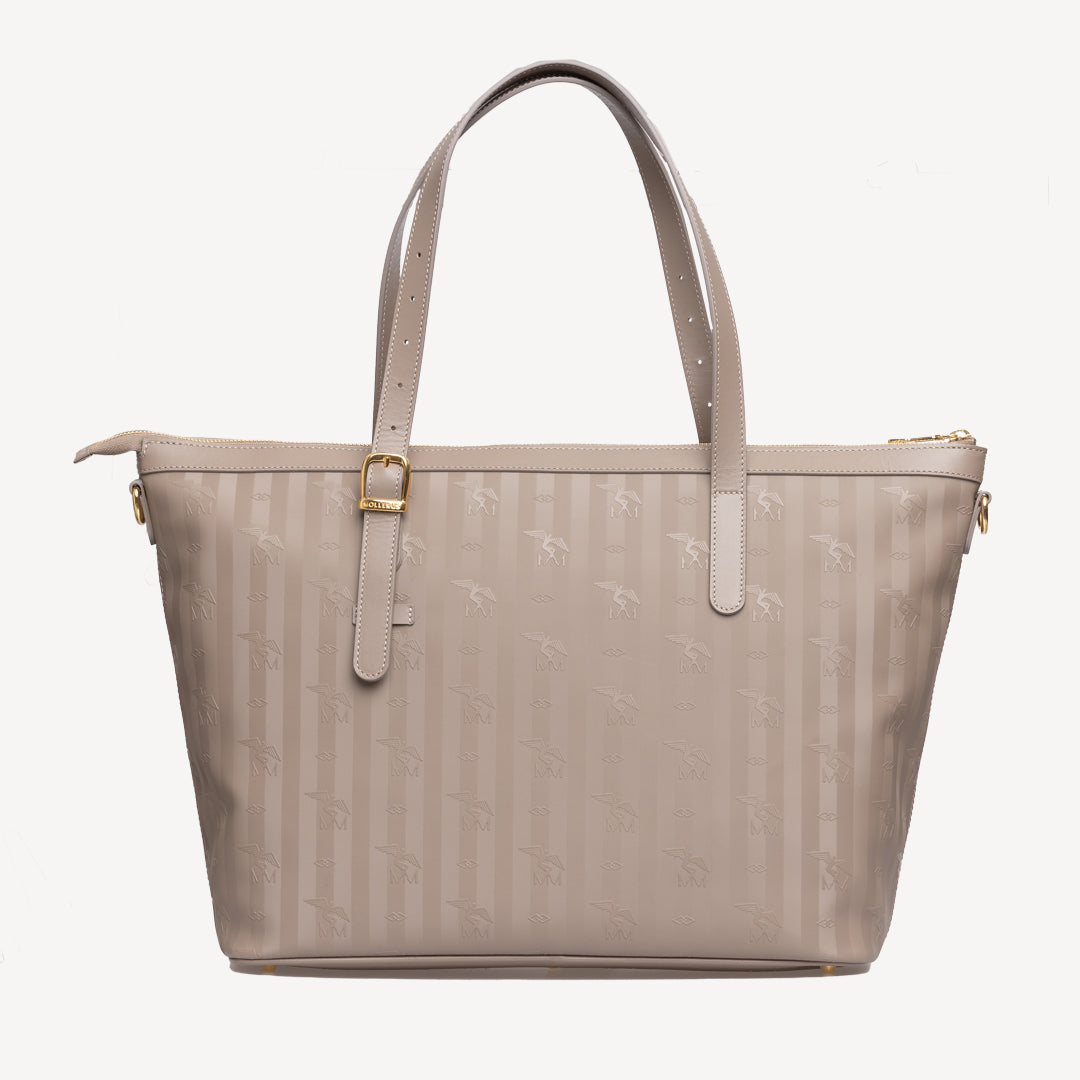 GISWIL | Businesstasche taupe grau/gold - von hinten