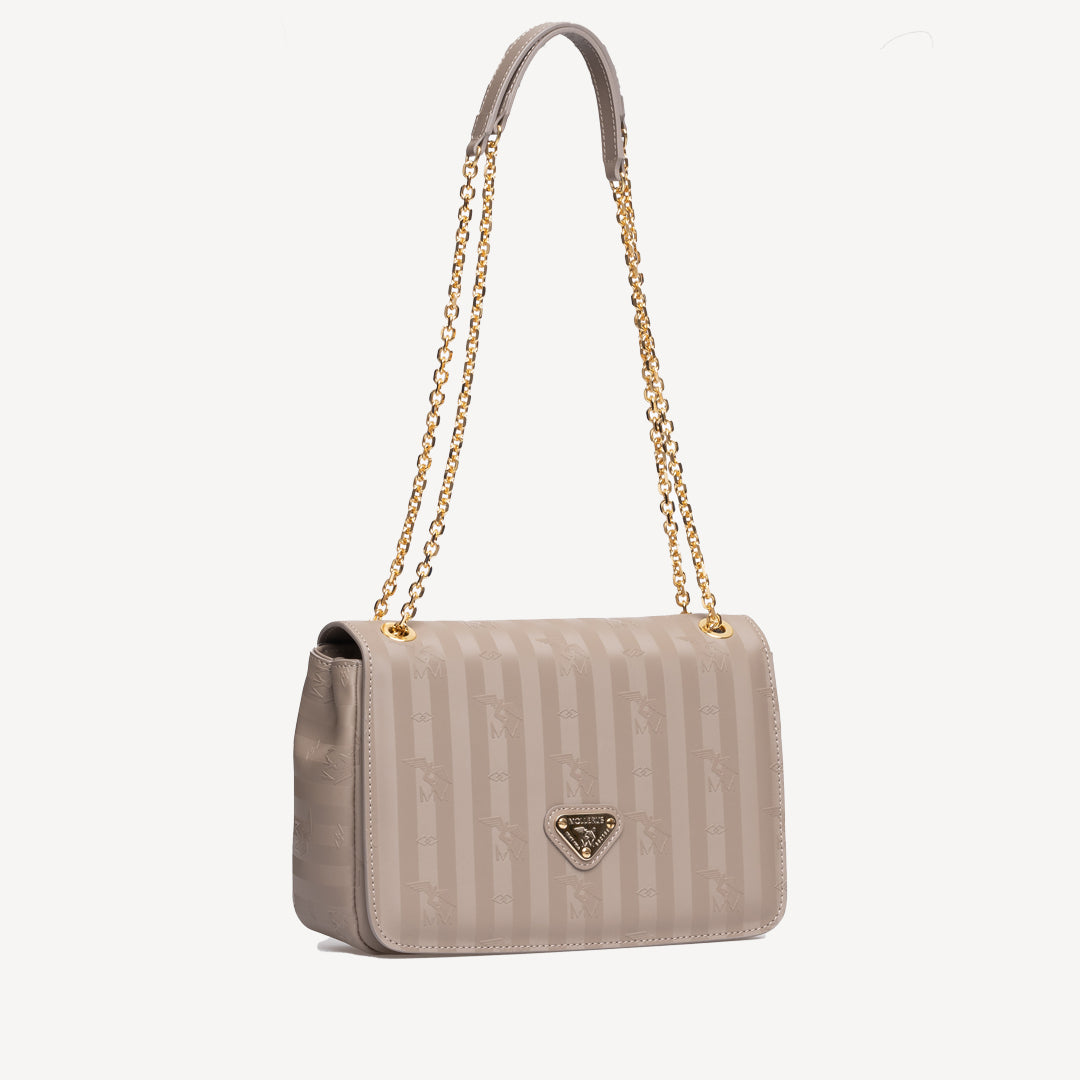 GOLDACH | Umhängetasche taupe grau/gold - seiltich
