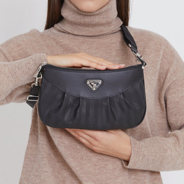 GRAZIA | Clutch classic schwarz/silber - close up