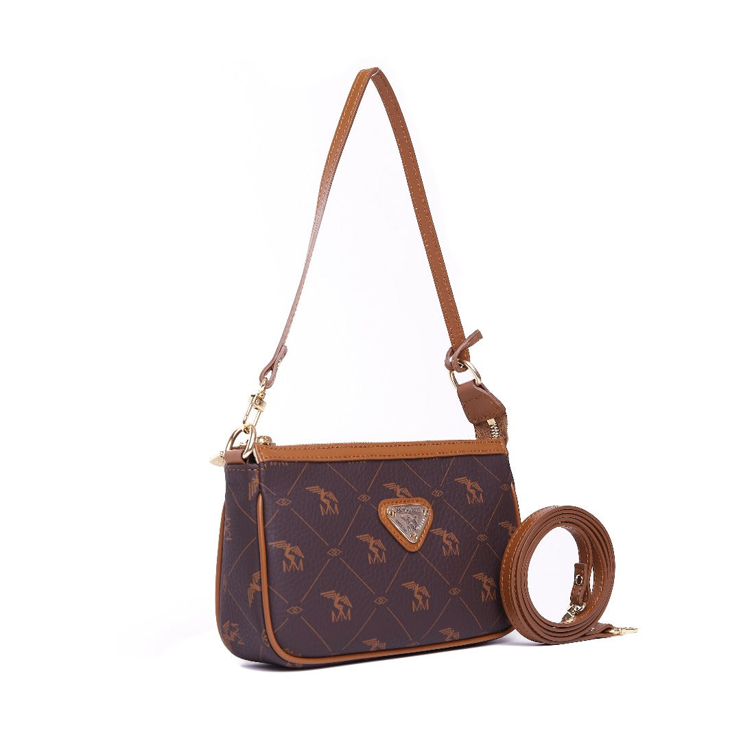 MISSY | Schultertasche Pecarus braun/beige/gold - SEITLICH
