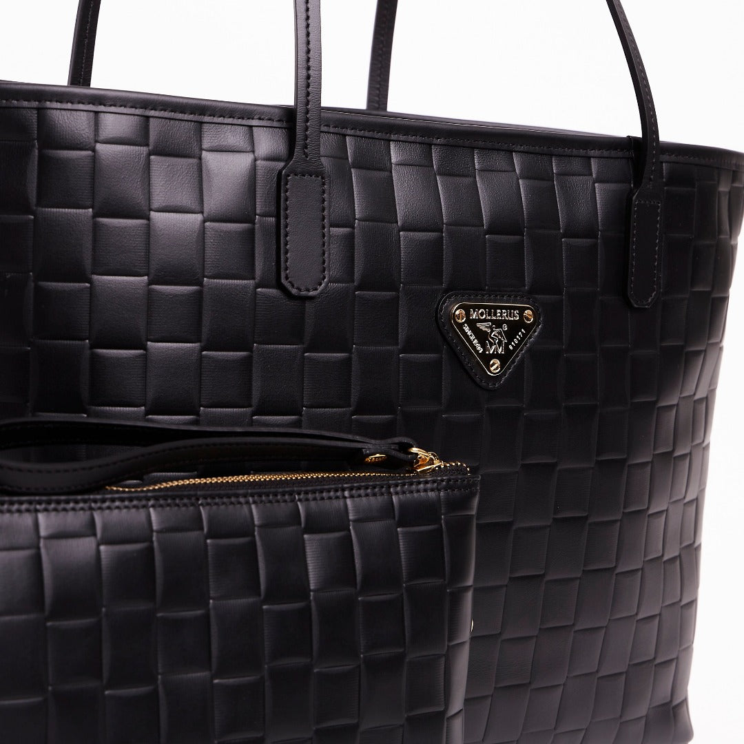 BERN | Shopper gewobene Prägung classic schwarz/gold - detail