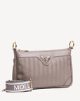 FLUMS | Umhängetasche taupe grau/gold - seitlich
